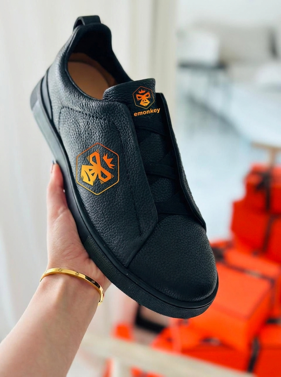 Black Full Skin Deerskin Triple Stitch™ Sneakers