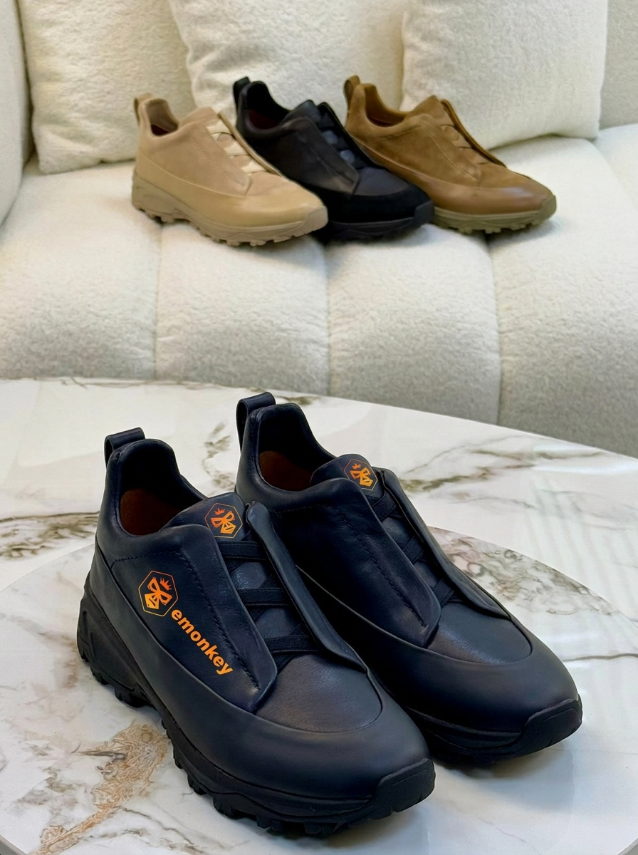 Black Leather Triple Stitch™ Monte Sneakers
