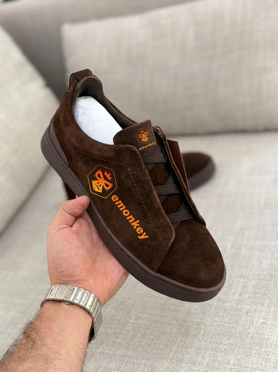 Brown Fabric Smooth-Base Triple Stitch™ SECONDSKIN Sneakers