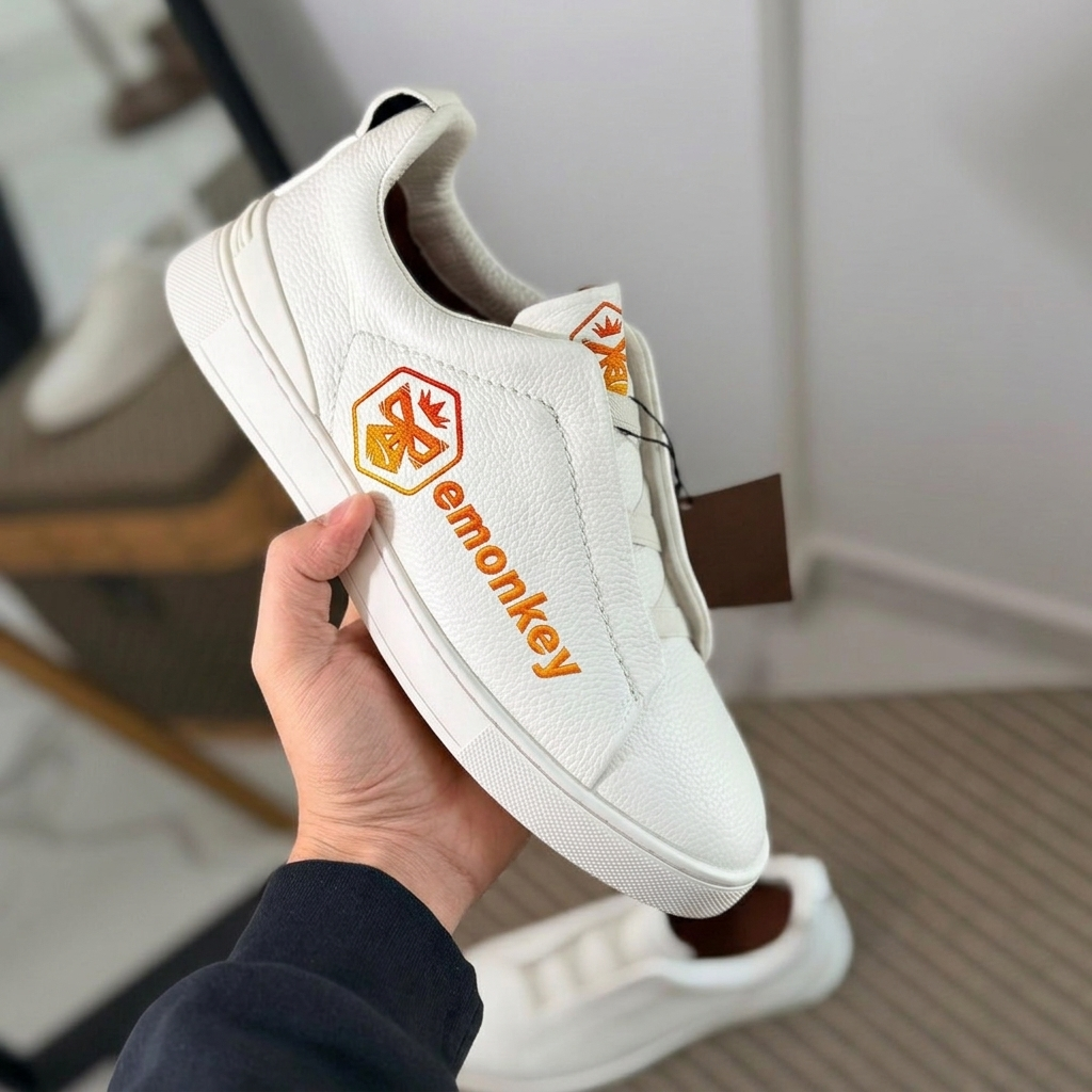 White Shoelaces-White Deerskin Triple Stitch™ Sneakers