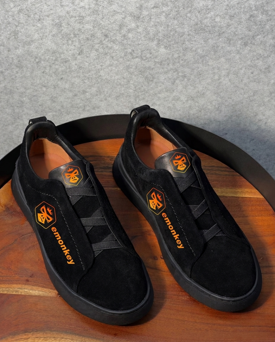 Black Full Deerskin Triple Stitch™ Sneakers
