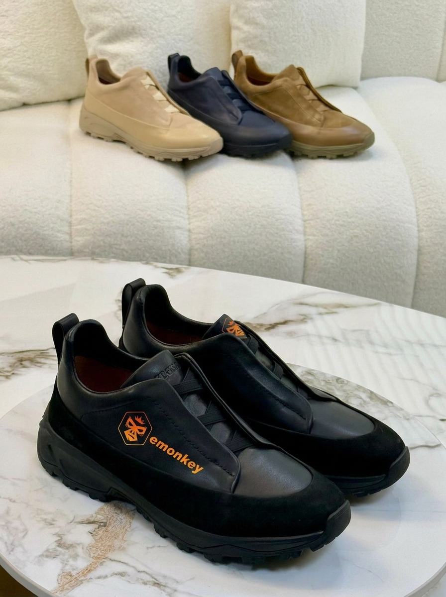 Black Leather Triple Stitch™ Monte Sneakers