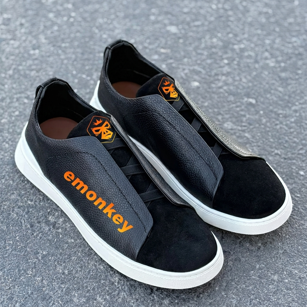 Black Half Deerskin Triple Stitch™ Sneakers