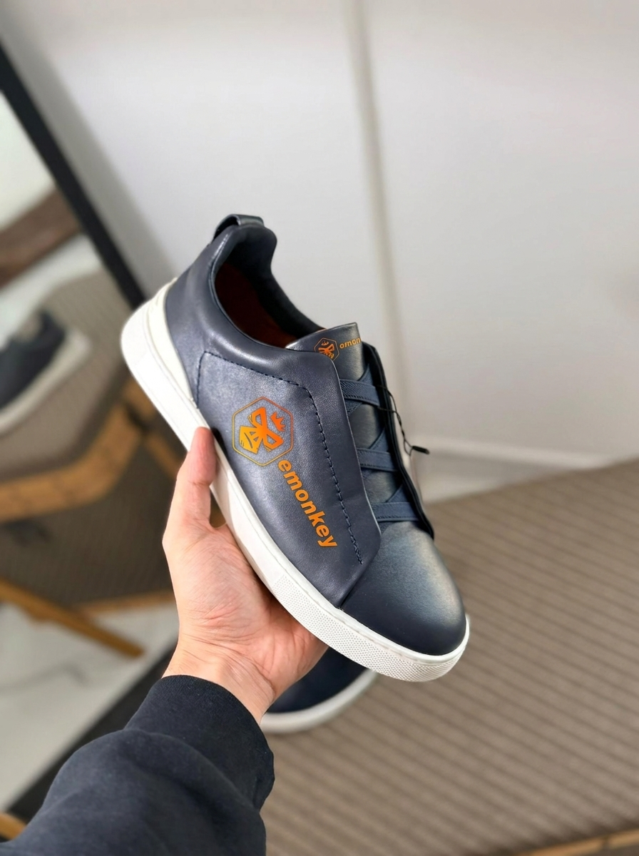 Black Smooth Deerskin Triple Stitch™ Sneakers