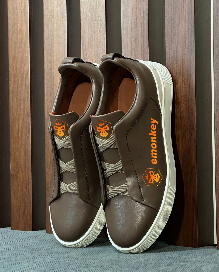 Brown Smooth Gray-Shoelaces Triple Stitch™ SECONDSKIN Sneakers