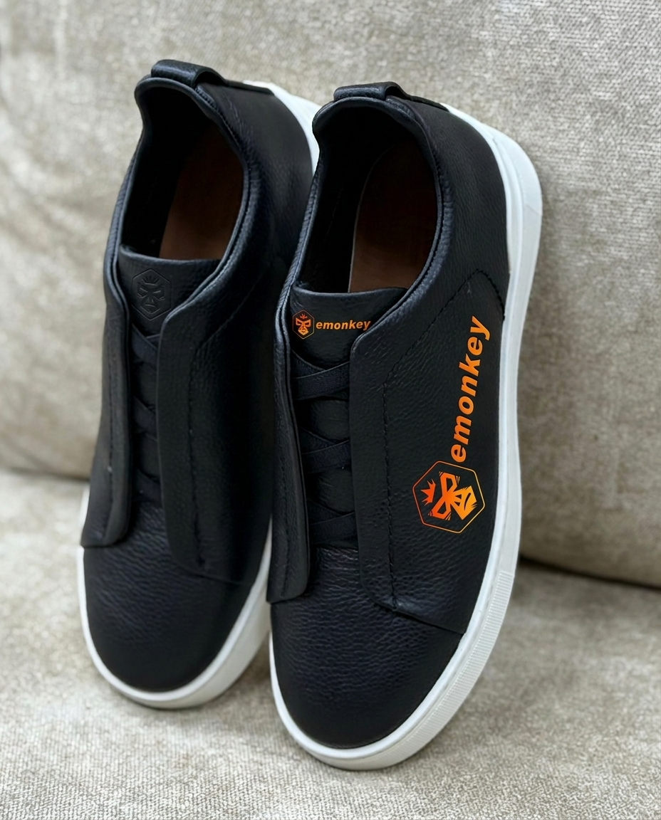 Black Rough Deerskin Triple Stitch™ Sneakers