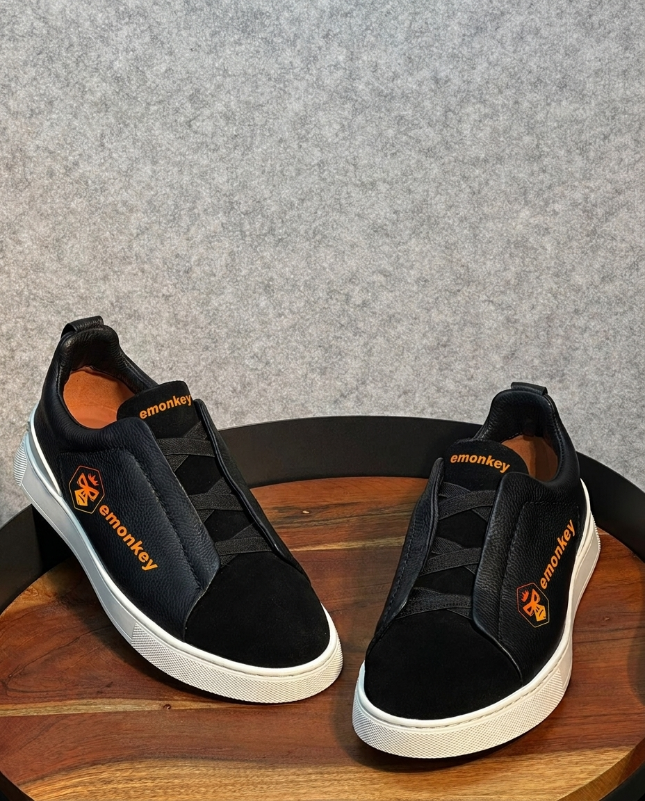 Black Half Deerskin Triple Stitch™ Sneakers
