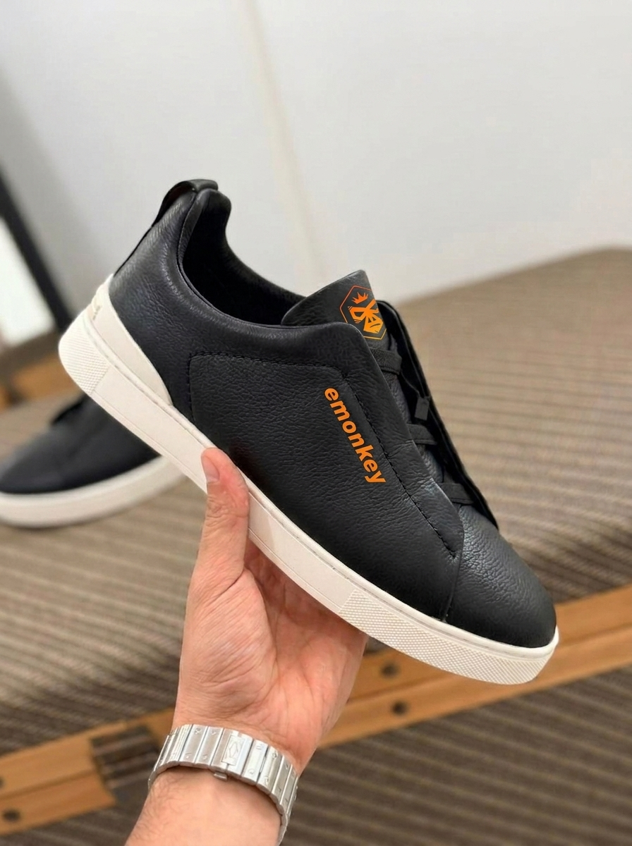 Black Rough Deerskin Triple Stitch™ Sneakers