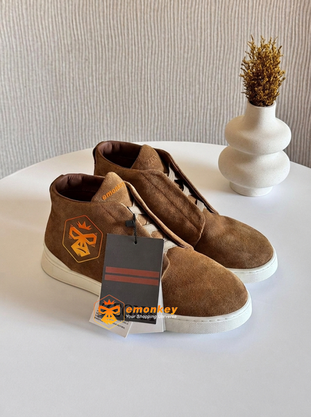Dark Beige High-Top Suede Triple Stitch™ Sneakers
